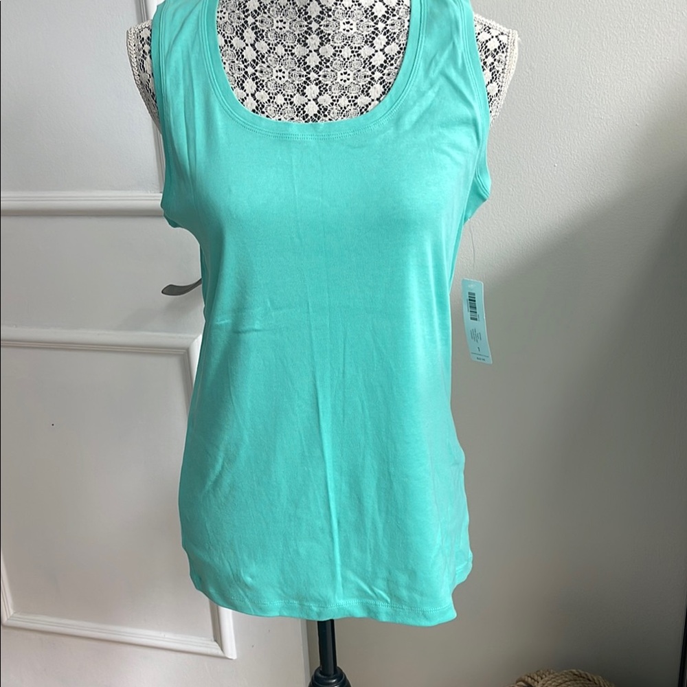 Aqua Blue Fitted Sleeveless Tank Top NWT